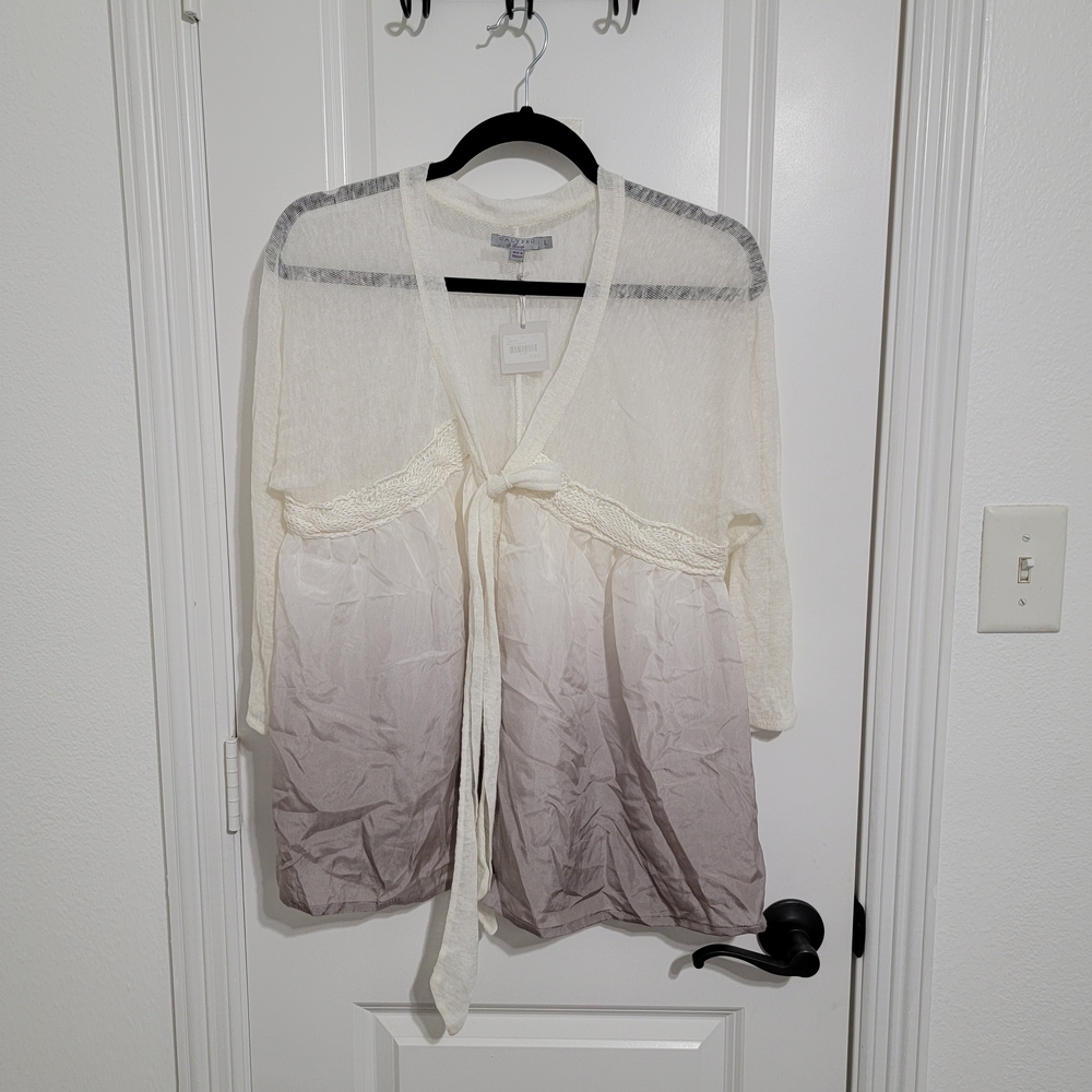 Calypso St. Barth Cream and Gray Cardigan Sweater